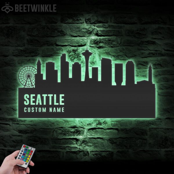 Custom-Seattle-Skyline-Metal-Wall-Art-LED-Light-8