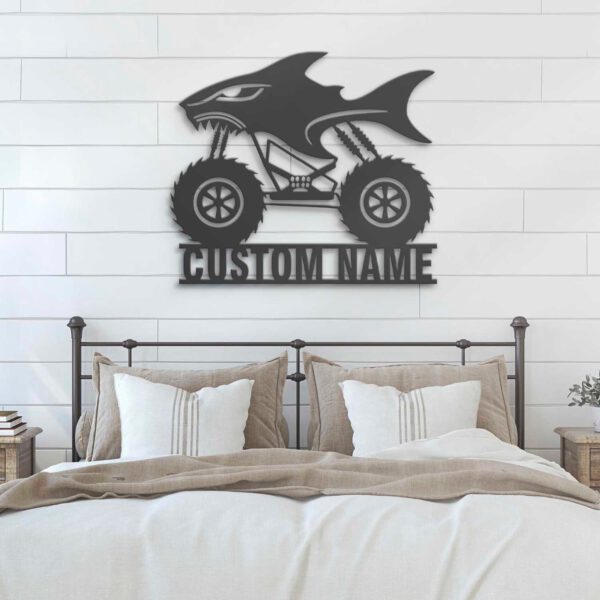 Custom-Shark-Monster-Truck-Driver-Metal-Wall-Art-LED-Light-7-1