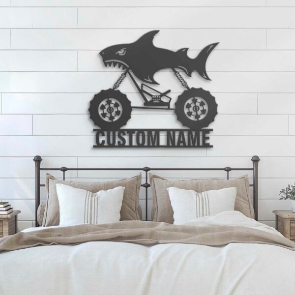 Custom-Shark-Monster-Truck-Driver-Metal-Wall-Art-LED-Light-7