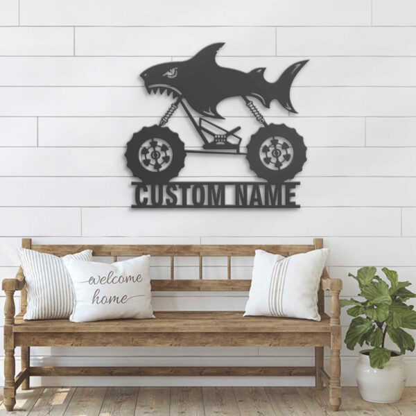 Custom-Shark-Monster-Truck-Driver-Metal-Wall-Art-LED-Light-8