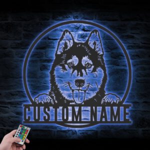 Custom-Siberian-Husky-Metal-Wall-Art-LED-Light_1