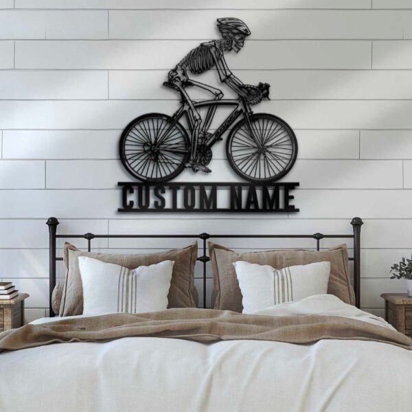 Custom-Skeleton-Riding-Road-Bike-Racing-Metal-Wall-Art-LED-Light