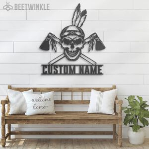 Custom-Skull-Native-American-Indian-Metal-Wall-Art-LED-Light-2