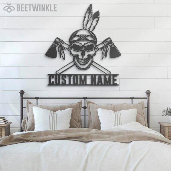 Custom-Skull-Native-American-Indian-Metal-Wall-Art-LED-Light-7