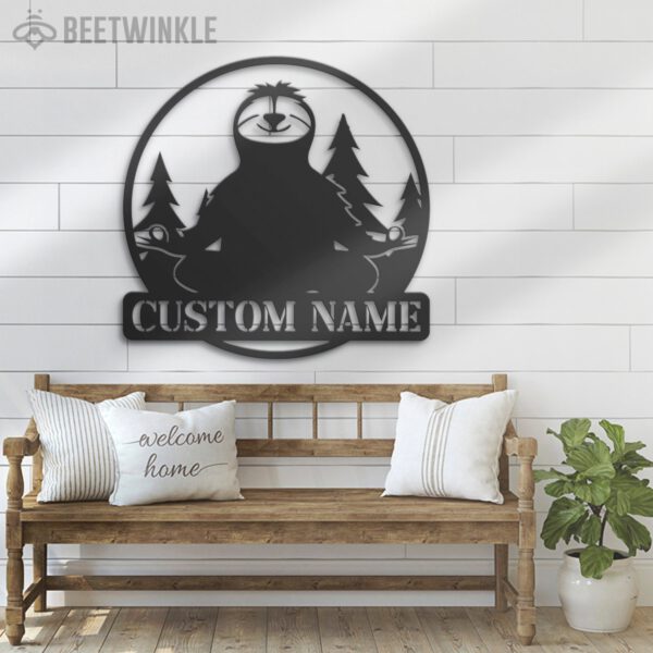 Custom-Sloth-Yoga-Namaste-Metal-Wall-Art-LED-Light