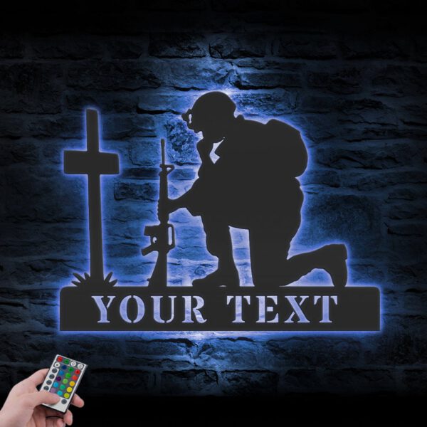 Custom-Soldier-Kneeling-Praying-At-Memorial-Cross-Metal-Wall-Art-7