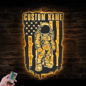 Custom-Space-Astronaut-US-Flag-Metal-Wall-Art-LED-Light-2-1