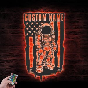 Custom-Space-Astronaut-US-Flag-Metal-Wall-Art-LED-Light-3-1