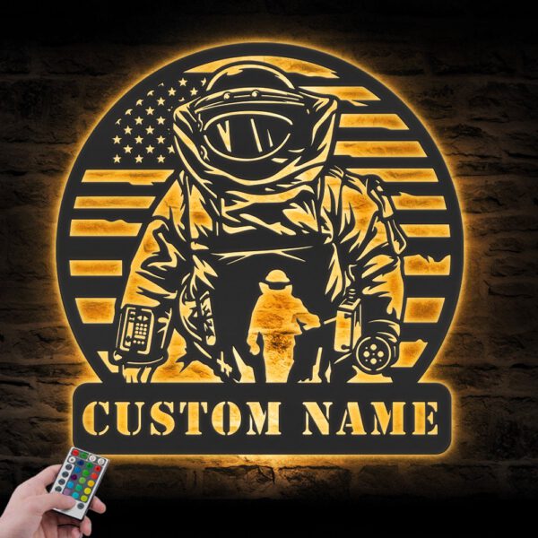 Custom-Space-Astronaut-US-Flag-Metal-Wall-Art-LED-Light-5