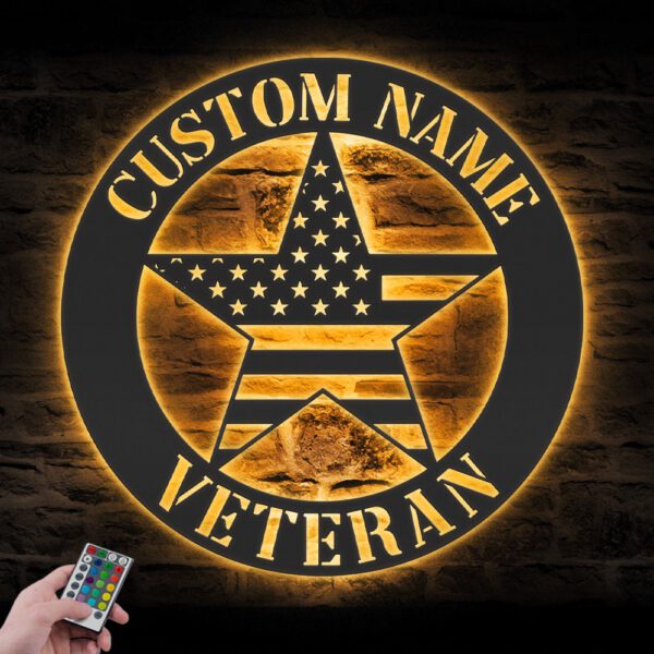 Custom-Star-US-Flag-Soldier-Military-Metal-Wall-Art-LED-Light-2