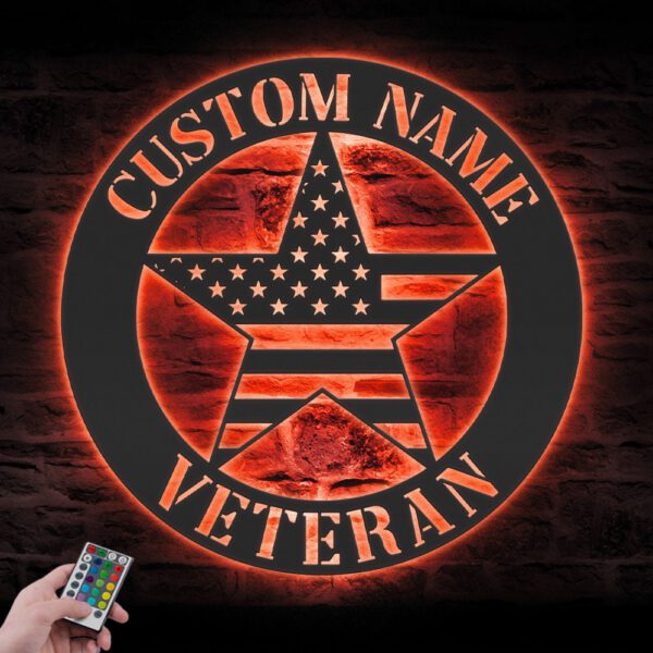 Custom-Star-US-Flag-Soldier-Military-Metal-Wall-Art-LED-Light-4