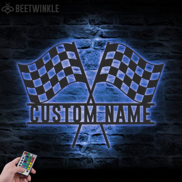 Custom-Start-Finish-Racing-Flag-Metal-Wall-Art-LED-Light-5-2