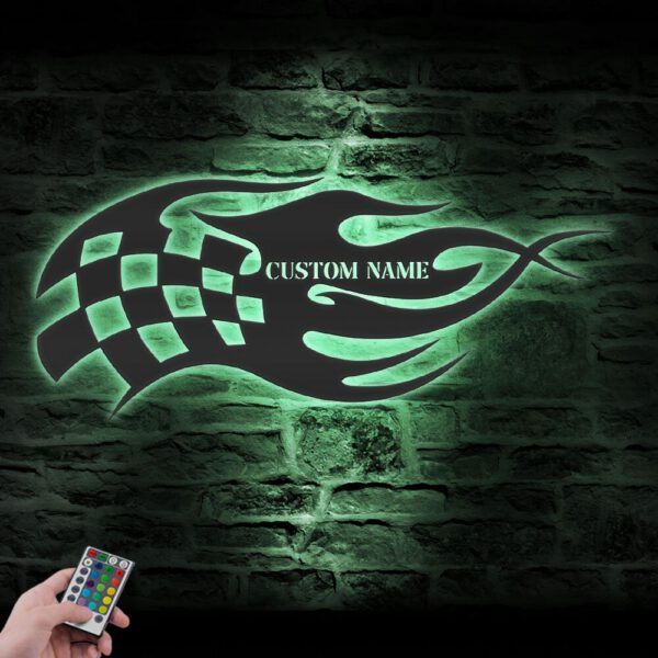 Custom-Start-Finish-Racing-Flag-Metal-Wall-Art-LED-Light-6