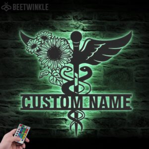 Custom-Sunflower-Medical-Symbol-Caduceus-MD-Star-Nursing-Metal-Wall-Art-LED-Light_1