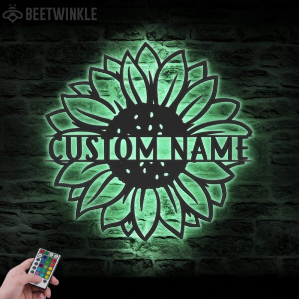 Custom-Sunflower-Monogram-Metal-Wall-Art-LED-Light-4-1