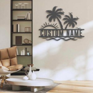 Custom-Sunshine-Palm-Tree-Beach-House-Metal-Wall-Art-LED-Light-2