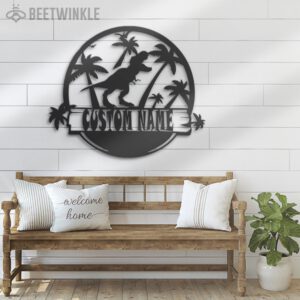 Custom-T-Rex-Tyrannosaurus-Dinosaur-Metal-Wall-Art-LED-Light-2-2