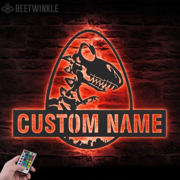 Custom-T-Rex-Tyrannosaurus-Dinosaur-Metal-Wall-Art-LED-Light-4