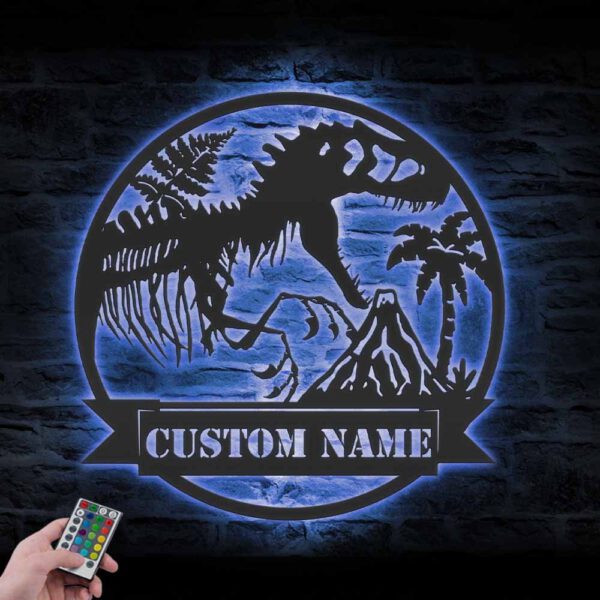 Custom-T-Rex-Tyrannosaurus-Dinosaur-Metal-Wall-Art-LED-Light-5-1