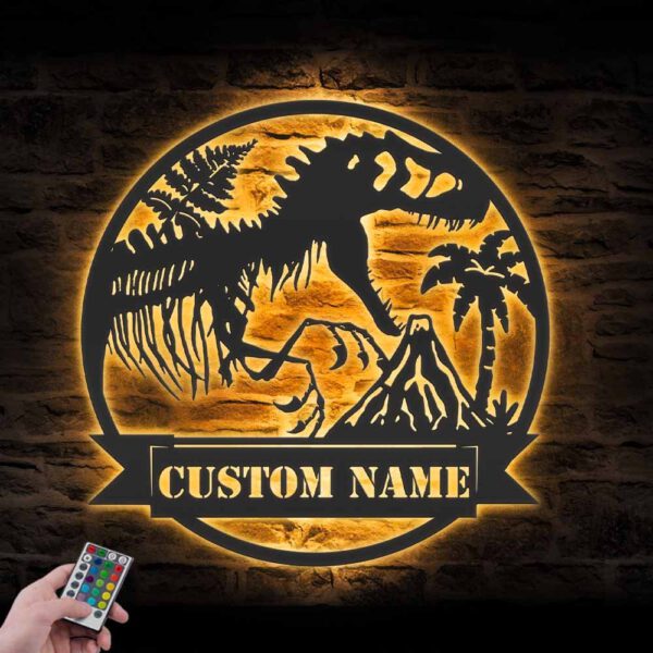 Custom-T-Rex-Tyrannosaurus-Dinosaur-Metal-Wall-Art-LED-Light-6-1