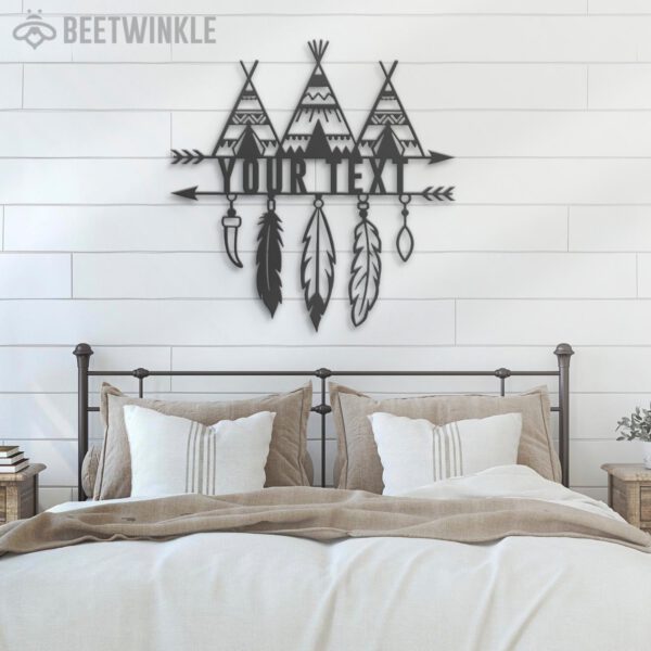 Custom-Tent-Native-American-Indian-Teepee-Metal-Wall-Art-LED-Light-4-1