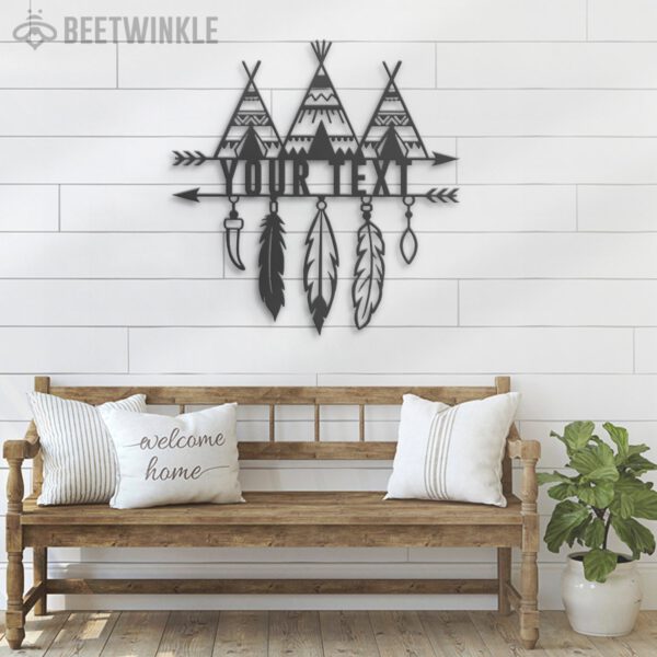 Custom-Tent-Native-American-Indian-Teepee-Metal-Wall-Art-LED-Light-6-1