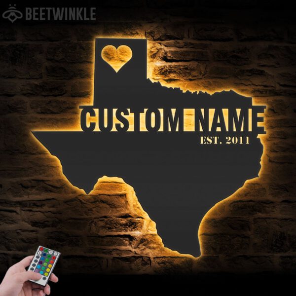 Custom-Texas-Map-Metal-Wall-Art-LED-Light-4