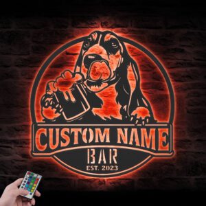 Custom-Thirsty-Hound-Beer-Pub-Metal-Wall-Art-LED-Light-2