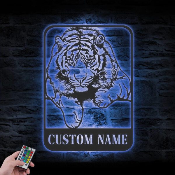 Custom-Tiger-Metal-Wall-Art-LED-Light