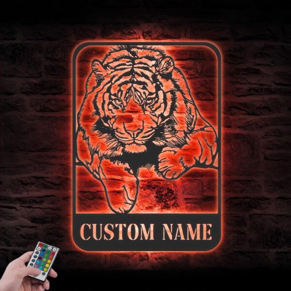 Custom-Tiger-Metal-Wall-Art-LED-Light-7