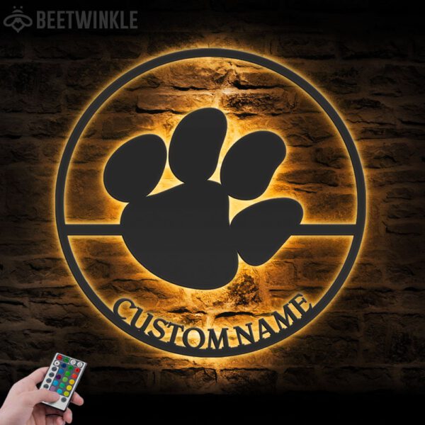 Custom-Tiger-Paw-Metal-Wall-Art-LED-Light-2