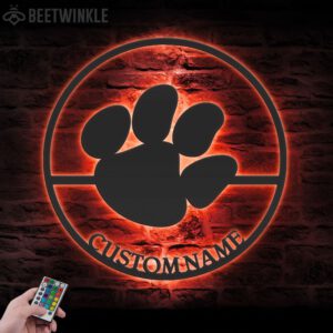 Custom-Tiger-Paw-Metal-Wall-Art-LED-Light-3