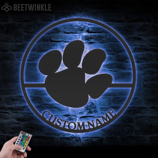 Custom-Tiger-Paw-Metal-Wall-Art-LED-Light