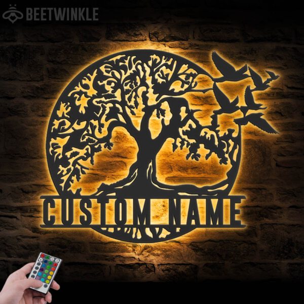 Custom-Tree-Of-Life-Flying-Bird-Metal-Wall-Art-with-LED-Light-3