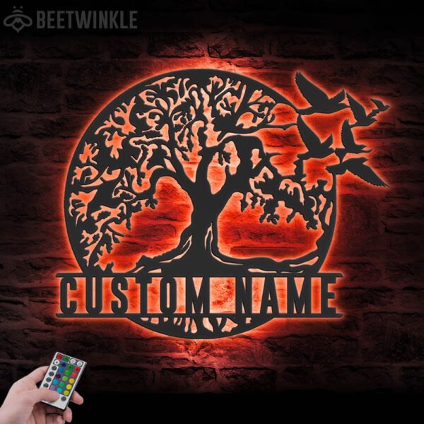 Custom-Tree-Of-Life-Flying-Bird-Metal-Wall-Art-with-LED-Light-4