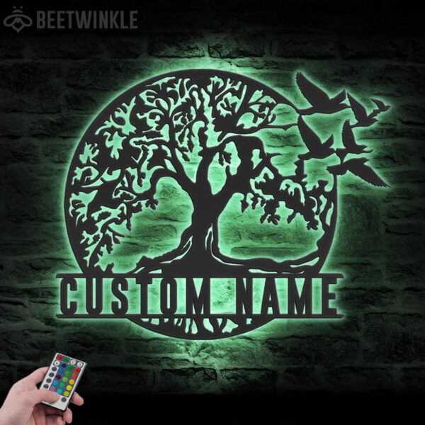 Custom-Tree-Of-Life-Flying-Bird-Metal-Wall-Art-with-LED-Light