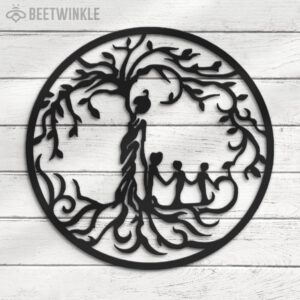 Custom-Tree-Of-Life-Mother-With-Child-Metal-Wall-Art-with-LED-Light-2