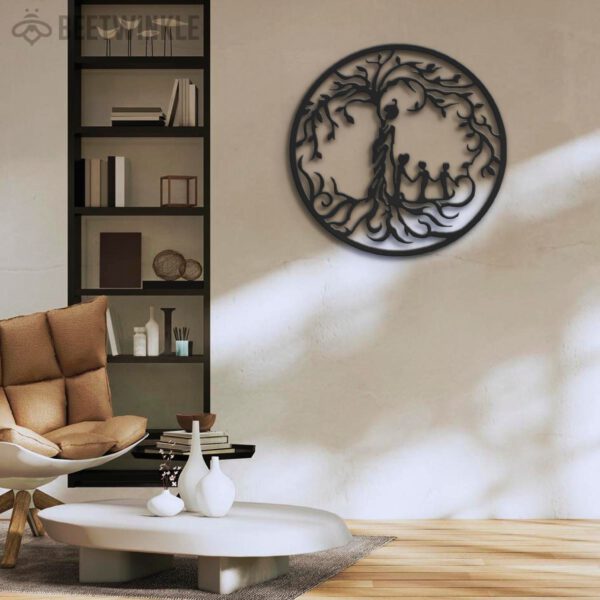 Custom-Tree-Of-Life-Mother-With-Child-Metal-Wall-Art-with-LED-Light