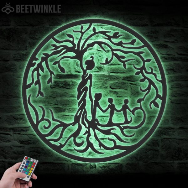 Custom-Tree-Of-Life-Mother-With-Child-Metal-Wall-Art-with-LED-Light-8