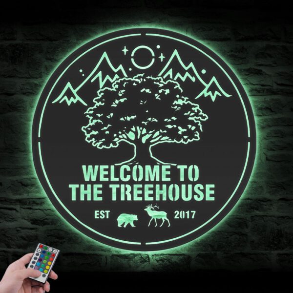 Custom-Treehouse-Cabin-Life-Metal-Wall-Art-LED-Light-7