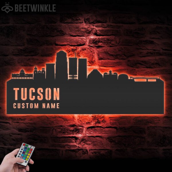 Custom-Tucson-Skyline-Metal-Wall-Art-LED-Light-7