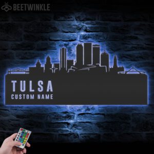 Custom-Tulsa-Skyline-Metal-Wall-Art-LED-Light-2