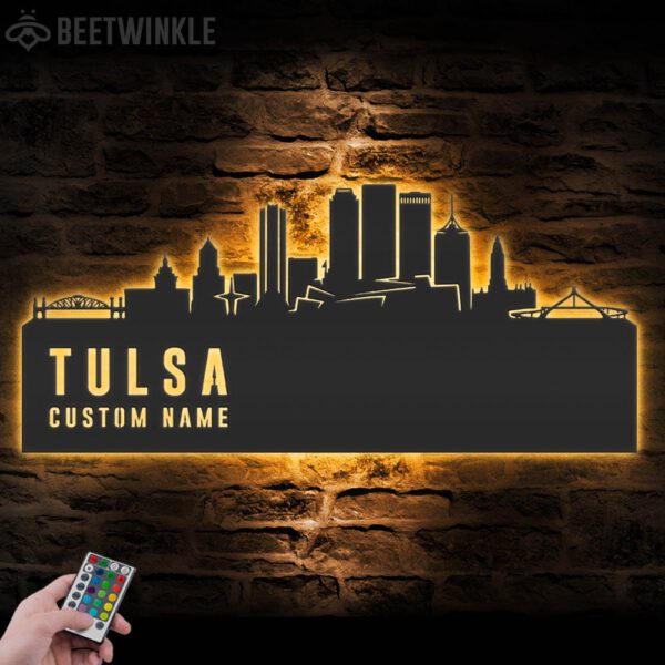 Custom-Tulsa-Skyline-Metal-Wall-Art-LED-Light