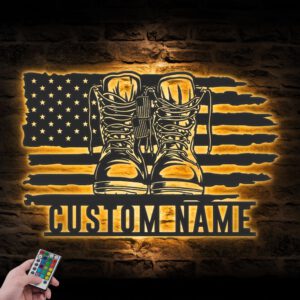 Custom-US-Army-Soldier-Boots-Combat-Metal-Wall-Art-LED-Light-2