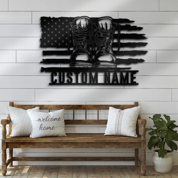 Custom-US-Army-Soldier-Boots-Combat-Metal-Wall-Art-LED-Light-6