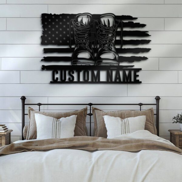 Custom-US-Army-Soldier-Boots-Combat-Metal-Wall-Art-LED-Light-8