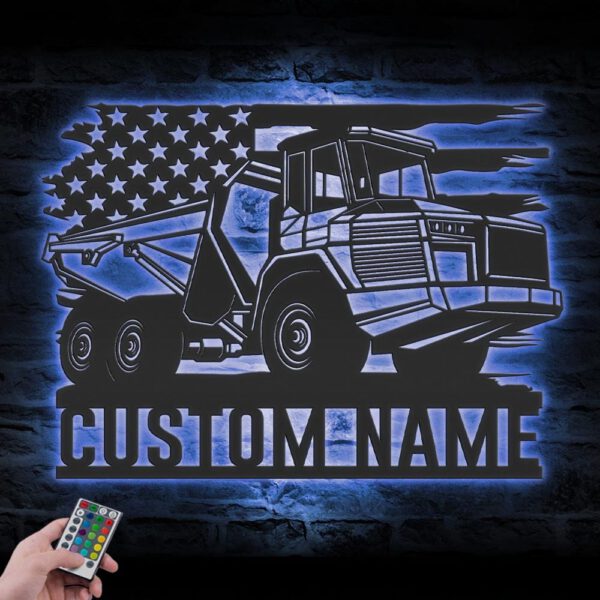 Custom-US-Articulated-Drump-Truck-Driver-Metal-Wall-Art-LED-Light_3