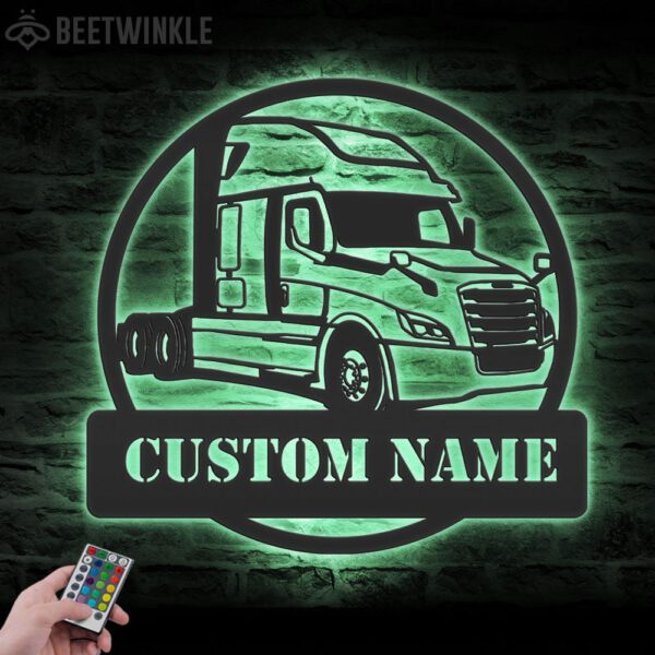 Custom-US-Cascadia-Truck-Driver-Metal-Wall-Art-LED-Light-11