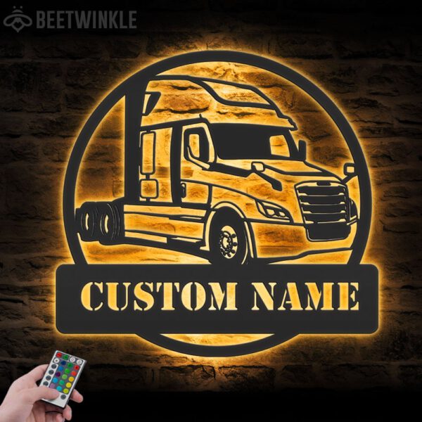 Custom-US-Cascadia-Truck-Driver-Metal-Wall-Art-LED-Light-13