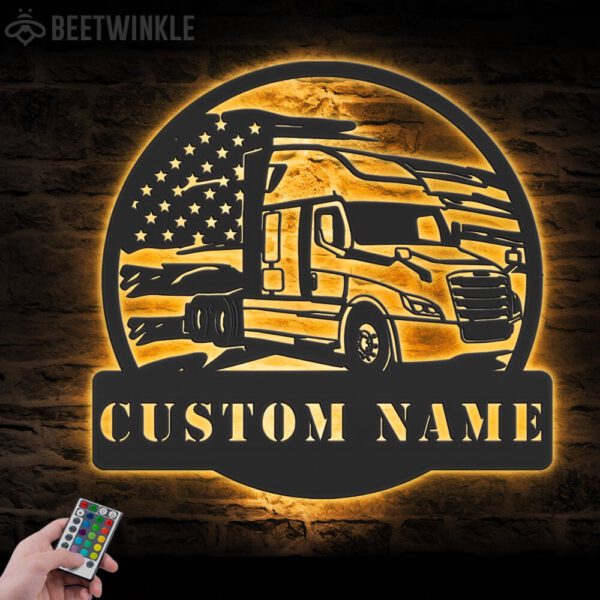 Custom-US-Cascadia-Truck-Driver-Metal-Wall-Art-LED-Light-2-1